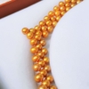 Vòng cổ Ngọc trai nước ngọt Thiên nhiên Cao cấp - Trái tim vàng son - GOLDEN PEARL (5-6ly) - CTJ0212