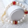 Bộ trang sức Ngọc trai nước ngọt Thiên nhiên Cao cấp 2M - Chuỗi đơn tròn Mix đá mã não - Quà tặng Mẹ - NULLAN PEARL (8-9ly) - CTJ1010