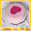 Bánh kem sinh nhật đơn giản A55 nền hồng vẽ quả đào kiểu Hàn Quốc siêu cưng