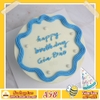 Bánh kem sinh nhật đơn giản A58 nền trắng viền xanh ngẫu hứng kèm bi ngọc trai