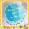 Bánh kem sinh nhật đơn giản A62 3 vệt màu loang xanh thiên thanh hút mắt