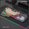 Bàn phím giả cơ chuyên game XUNFOX K90 có đèn led 7 màu chớp nháy cực đẹp kèm theo khay đựng điện thoại tiện lợi