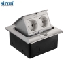 Ổ cắm âm sàn gồm 2 ổ cắm chuẩn F Schuko màu bạc Siron Sr-PA2687