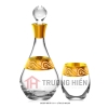 BỘ BÌNH RƯỢU MẠ VÀNG, KHẮC HỌA TIẾT HOA NGỌC LAN