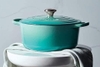 Nồi gang Le Creuset brater rund Evo 20cm Caribe Blue màu xanh ngọc
