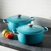 Nồi gang Le Creuset brater rund Evo 20cm Caribe Blue màu xanh ngọc