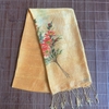 Khăn Lụa Tơ Tằm vẽ hoa cỏ mẫu 53 (vàng cam)