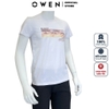 Áo Thun Nam Tay Ngắn Không Cổ Owen TSN233231 Màu trắng in hình ngang ngực dáng Body Fit chất liệu cotton