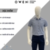 Áo Sơ Mi Nam Tay Ngắn Owen AB230179NT Màu kẻ caro lớn xám đậm dáng suông tà bằng có túi chất liệu sợi sồi