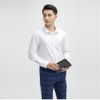 Áo Sơ Mi Trắng Dài Tay Nam Aristino ALSR18 Màu Trắng Trơn Vải Micro Polyester Dáng Slim Fit Tà Lượn Không Túi Ngực