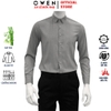 Áo Sơ Mi Nam Tay Dài Owen AS230557D màu dobby xám dáng slim fit tà lượn không túi chất liệu sợi tre