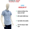 Áo Sơ Mi Nam Tay Ngắn Owen AR230092NT màu xanh lá kẻ caro nhỏ dáng regular fit tà lượn có túi chất liệu sợi tre