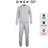Bộ mặc nhà OWEN BMN221177 Màu Xám nhạt melange Dáng Regular Fit áo cổ tròn quần cạp chun CVC Spandex