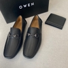 Giầy tây Owen GD233345 màu đen sần kiểu giày lười Moccasin đế âm chất liệu da thật