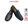 Giầy tây Owen GD233346 màu đen trơn kiểu giày lười Moccasin đế âm chất liệu da thật