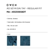 Áo Sơ Mi Nam Tay Dài Owen AR230658DT màu kẻ caro xanh đậm dáng regular fit tà lượn có túi chất liệu sợi tre