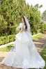 Váy cưới nhún organza trễ vai tùng gân trắng VKT441