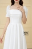 Váy cưới phi nhật tay búp bèo ngang trắng HCD115T