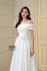 Váy cưới phi nhật trễ vai ngang trắng hoa eo HCD126