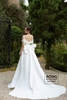 Váy cưới phi nhật voan tùng phồng trễ vai nơ trắng NCD091T