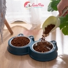 Bát nhựa đôi kèm lõi inox hình ếch dành cho chó mèo - Cutepets