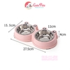 Bát nhựa đôi kèm lõi inox hình ếch dành cho chó mèo - Cutepets