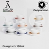 Bộ đĩa và ly sứ Ancap Cappuccino 180ml cà phê vẽ tay lên quai