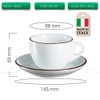 Bộ đĩa và ly sứ Ancap Cappuccino 180ml cà phê  vẽ tay lên viền
