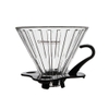 Phễu thuỷ tinh V60 rãnh thẳng đế nhựa đen Cafede Kona