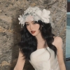 Phụ kiện tóc trùm đầu ren hoa cô dâu phong cách Trung Hoa Dân Quốc cổ điển chụp studio concept -CD140
