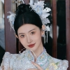 Bộ trâm cài tóc + trang sức cô dâu mặt khỏa hỷ phục cho đám cưới trung hoa hanfu xanh pha lê đính cườm - CD148