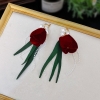 bộ trâm cài tóc cô dâu hoa lyly nhung đỏ  - cd59