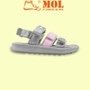 Sandal nữ Rova 3 quai ngang RV975P2 màu xám mix hồng