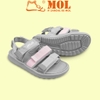 Sandal nữ Rova 3 quai ngang RV975P2 màu xám mix hồng