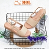 Sandal nữ quai ngang bản to hiệu MOL MQ06Be màu kem