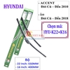 Bộ 2 thanh gạt nước mưa ô tô Nano mềm cao cấp dành cho hãng xe Hyundai: Getz-Accent-Avente-Elantra-i10-i20-i30-santafe-Sonata-Tucson-Starex-Verna