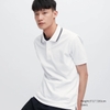 Áo Polo Uniqlo Nam Chính Hãng - Dry Pique Striped Short Sleeve - Trắng | JapanSport 457905-00