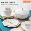 Bộ chén bát sứ KIM CƯƠNG (White Diamons) cao cấp nhập khẩu - Set 10 người ăn gồm chén, bát, đĩa, tô, nồi, muỗng, đũa.. - gia dụng plus