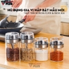 Lọ Đựng Gia Vị Nắp Bật Thuỷ Tinh Borosilicate Chống Ẩm, Có Tay Cầm Viền INOX 304 | Tặng Kèm Muỗng INOX 304 | Kuake - gia dụng plus