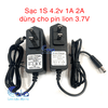 Sạc 1S 4.2v 1A 2A có đèn báo đầy chuyên sạc pin Li-ion 3.7v