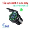 Bộ sạc điện thoại 2 cổng USB QC3.0 60W trên ô tô xe máy có công tắc cảm ứng