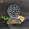 Tấm pha lê tròn có bệ đỡ khắc lazer các bộ thần chú Mật Tông - Kim Cang Thừa
