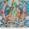 Cuộn Tranh ThangKa Phật Tara Xanh Lục Độ Phật Mẫu Bằng Vải Gấm Cao Cấp, vật phẩm phong thủy cầu tài lộc vật phẩm phong thủy chiêu tài