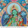 Cuộn Tranh ThangKa Phật Tara Xanh Lục Độ Phật Mẫu Bằng Vải Gấm Cao Cấp, quà tặng sếp quà mừng thọ