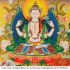 Cuộn Tranh ThangKa Ngài Quan Âm Tứ Thủ Bằng Vải Gấm Cao Cấp, cát tường vật phẩm phong thủy như ý