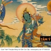 Cuộn Tranh ThangKa Phật Tara Xanh Lục Độ Phật Mẫu Bằng Vải Gấm quà tặng sếp quà mừng thọ