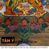 Cuộn Tranh ThangKa Phật Liên Hoa Sinh Bằng Vải Gấm quà tặng sếp quà mừng thọ