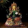 |Cao 47cm| Tượng Phật Tara Xanh (Sơn Nhiều Màu) Bằng Đồng Nguyên Chất TP58