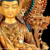 |Cao 43cm| Tượng Phật Văn Thù Bồ Tát Bằng Đồng Nguyên Chất, Dát Vàng 24K TP37