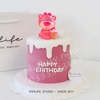 Tượng gấu dâu (Lotso) Uống trà sữa (nhựa cứng).